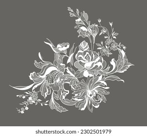 Lace ornate flowers. vector illustration
