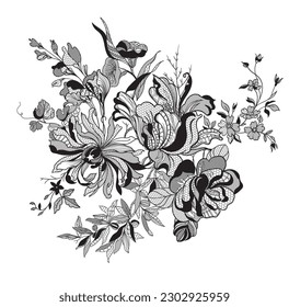 Lace ornate flowers. vector illustration