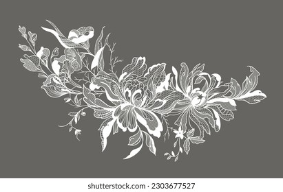 Lace ornate flowers. vector illustration