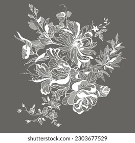 Lace ornate flowers. vector illustration