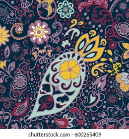 Lace paisley abstract  retro damask pattern. can be used for wallpaper interior, cloth, scarf, bandana, pattern fills, web page background, surface textures - stock vector. 