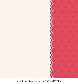 Lace panel background on pink polka dot