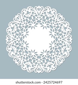 Lace paper doily paper cut design, laser cut template.