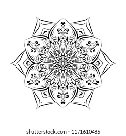 Lace pattern art. Mandala. Decoration ornament element with black color in white background