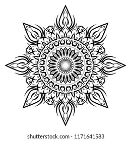 Lace pattern art. Mandala. Decoration ornament element with black color in white background
