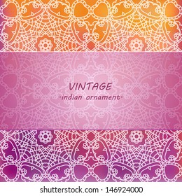  Lace pattern background with  indian ornament. EPS 10.