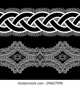 Lace pattern Black and white, vector design