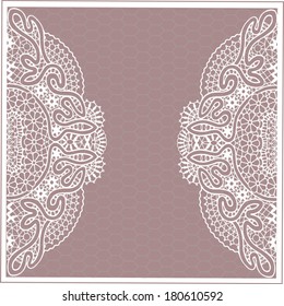 Lace pattern, butterfly abstract decoration, hand drawn sketch, retro floral and geometric ornament, lacy frame border texture, isolated design elements 
