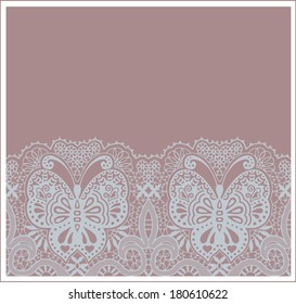 Lace pattern, butterfly abstract decoration, hand drawn sketch, retro floral and geometric ornament, lacy frame border texture, isolated design elements 