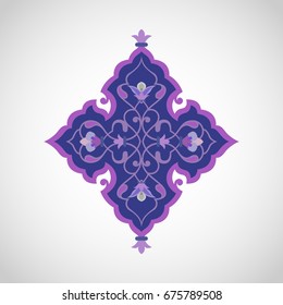 Lace pattern in Eastern style on scroll work background. Ornate element for design.