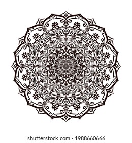 Lace pattern with floral elements. Isolated on a white background. Round ornament.