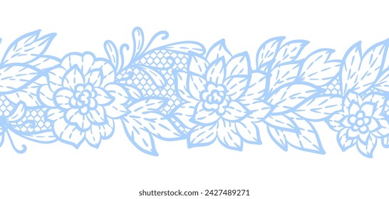 Patrón de encaje con flores. Decoración hecha a mano del bordado.
