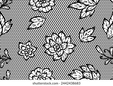 Patrón de encaje con flores. Decoración hecha a mano del bordado.