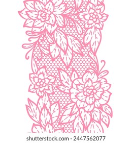 Patrón de encaje con flores. Decoración hecha a mano del bordado.