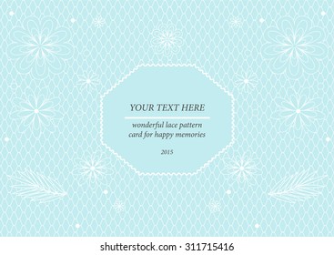 Lace pattern, invitation, banner card design with text template for weddings and other occasions