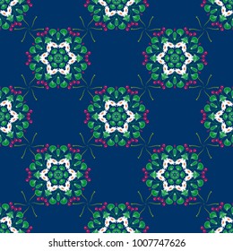 Lace pattern with tribal geometric pattern cards. Vector sketch for boho, authentic design. Seamless pattern template with ethnic ornate and abstract mandala in white, blue and green colors.