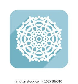 Lace or patterned snowflake. Illustration for greeting cards or other design. Christmas symbol