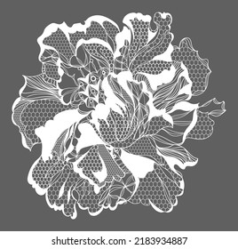 lace peony flower, vector illustration