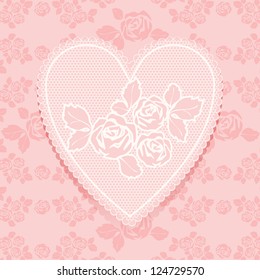 Lace pink in heart shape. Vector illustration 10eps