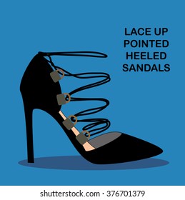 Lace up pointed heeled woman sandals