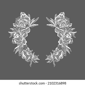 Lace pomegranate flowers. Vector illustration