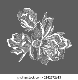 Lace pomegranate flowers. Vector illustration