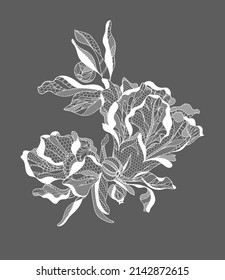 Lace pomegranate flowers. Vector illustration