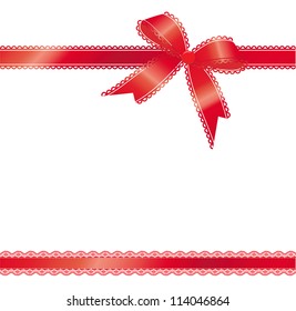 Lace red gift ribbons. Vector.
