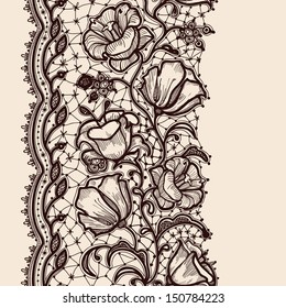 Lace Ribbon Vertical Seamless Pattern