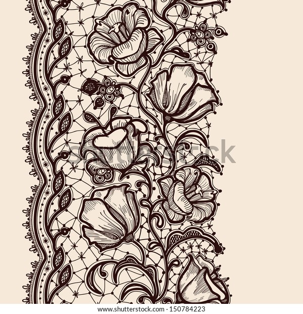 Lace Ribbon Vertical Seamless Pattern Stock Vector (Royalty Free) 150784223