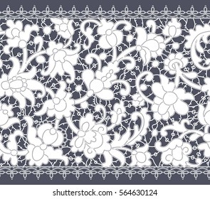 Lace Ribbons. Horizontal Seamless Patterns.