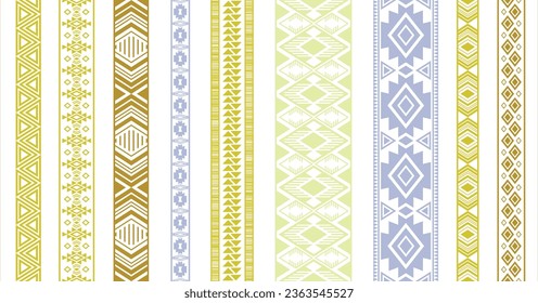 Lace ribbons vector collection. Fashion cloth edge ornaments isolated. Needlework ribbons. Ukrainian folk patterns. Cutout style bracelets. Geometric texture.