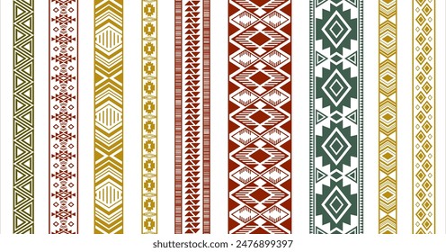 Lace ribbons vector collection. Seamless edge elements. Vintage design. Lace stripes. Ukrainian folk patterns. Card decorative bands. Geometric texture.