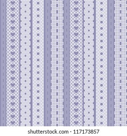 Lace ribbons vector fabric seamless  pattern with hearts