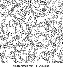 Lace, rope monochrome seamless pattern stock vector illustration for web, for print