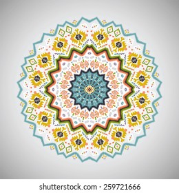 Lace round colorful  pattern in Aztec style 