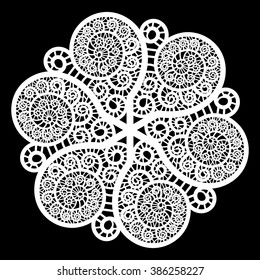 lace round  doily, paper snowflake, greeting element package, doily - a template for cutting,   vector illustrations
