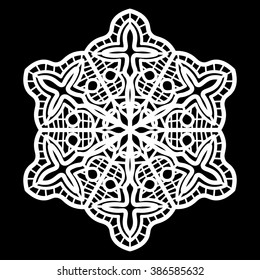 lace round  doily, paper snowflake, greeting element package, template for cutting,  vector illustrations