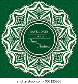  Lace round frame on seamless background