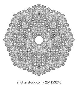 Lace round ornament. Ethnic mandala. Vector art