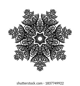 Lace Round Paper Doily, Lacy Snowflake, Greeting Element, Template for Cutting Plotter, Round Pattern, Laser Cut Template, Doily to Decorate the Cake, Illustrations on White