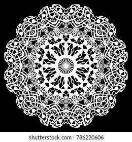 Lace Round Paper Doily, Lacy Snowflake, Greeting Element, Laser Cut  Template, Doily To Decorate The Cake,  Vector Illustrations.