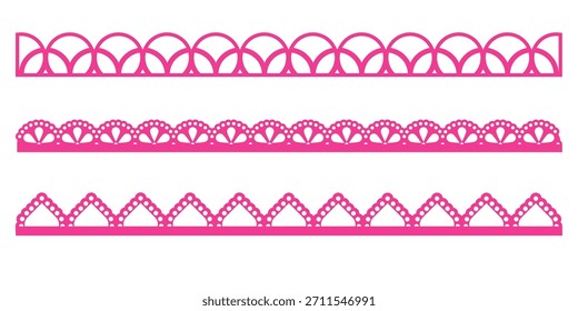La cinta de ajuste de Vector con patrón de borde de borde de festón de encaje simple tiene forma de flujo suave. Este toque de papel perforado crea una profundidad sutil. Un adorno tranquilo para impresión o Web.