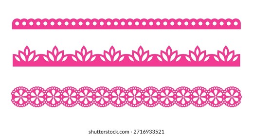 Cinta de ajuste de Vector de patrón de borde de borde de festón de encaje se mezcla simple con curvas suaves. Este estilo de papel perforado agrega calidez hecha a mano. Una linda opción para temas textiles.