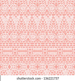 Lace Seamless Crochet Pattern. Vector Background.