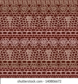 Lace Seamless Crochet Pattern. Vector Background.