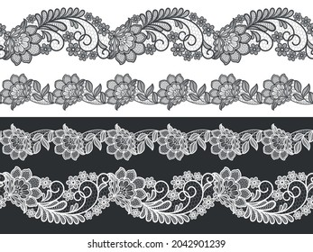 lace seamless flowers decoration element. lace ribbon