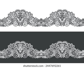 lace seamless flowers decoration element. lace ribbon.