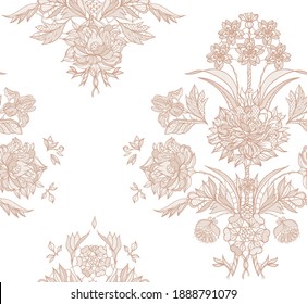 elemento de damasco ornamentado sin costuras de encaje. ilustración vectorial