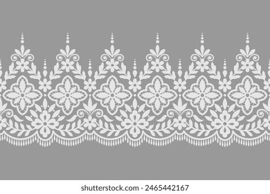 Lace seamless pattern background Geometric ethnic oriental ikat seamless pattern traditional Design for background, carpet, wallpaper, clothing, wrapping, Batik, fabric, illustration embroidery.

